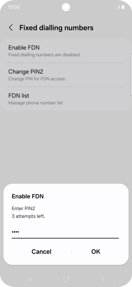 Key in your PIN2 and press OK. The default PIN2 is 0000.