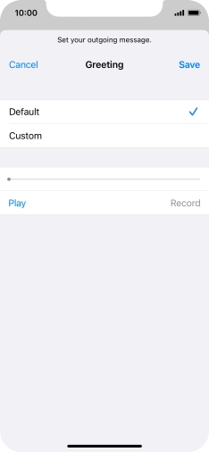 Press Default to select the default greeting.