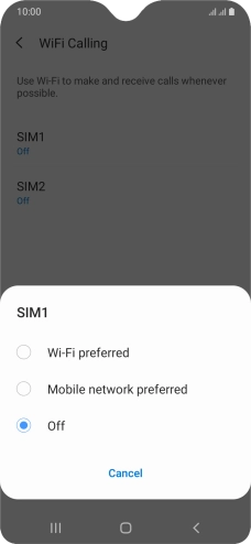Press the required setting to turn the function on or off.