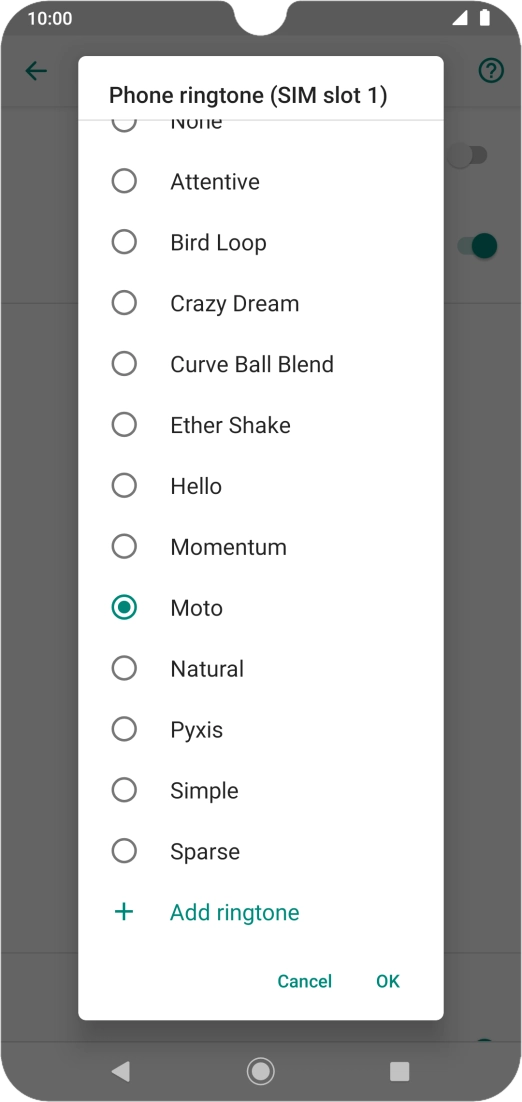 Press Add ringtone and go to the required ring tone.