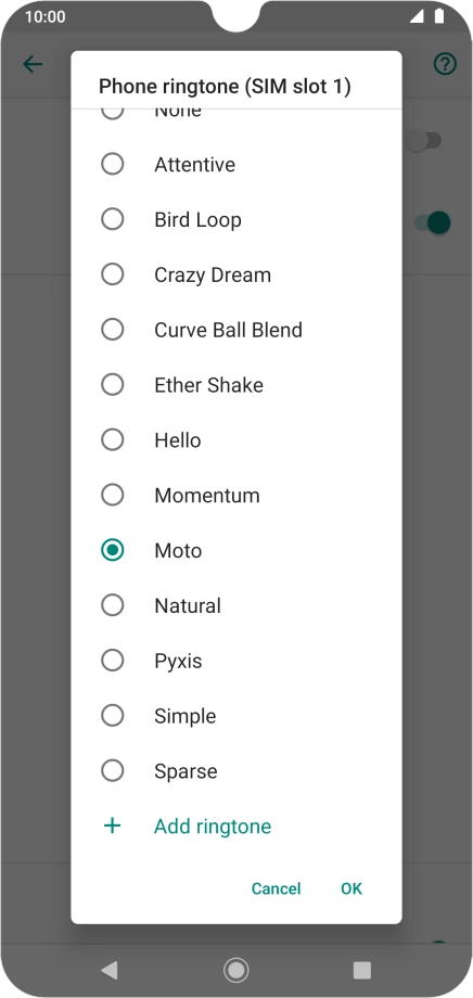 Press Add ringtone and go to the required ring tone.