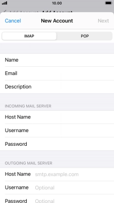 Press Host Name and key in the name of your email provider's outgoing server.
