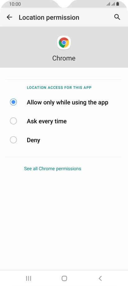 Press the required setting.