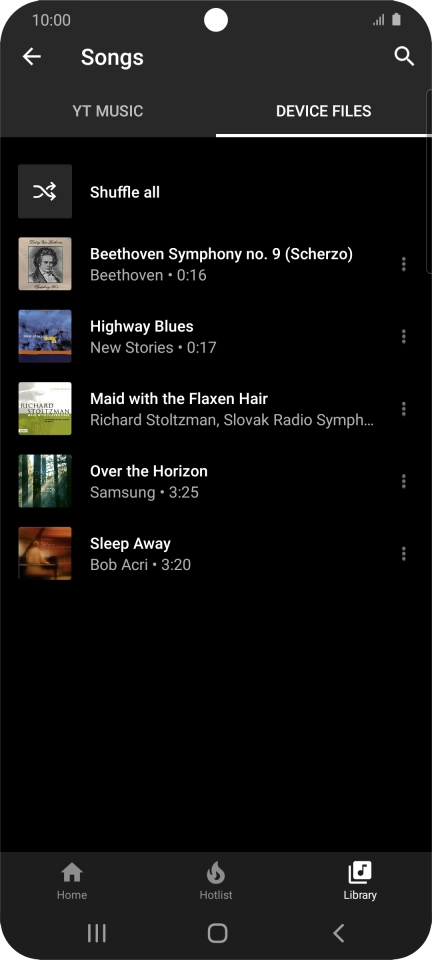 Press the required audio file.
