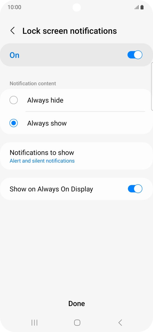 Press the required settings to turn them on or off.