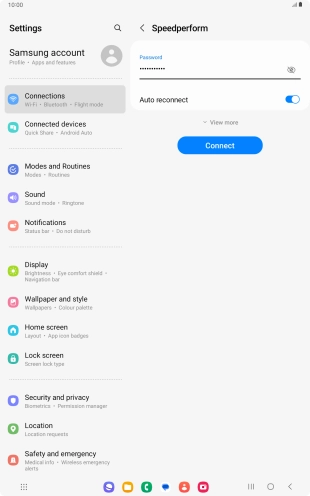 Key in the password for the Wi-Fi network and press Connect.