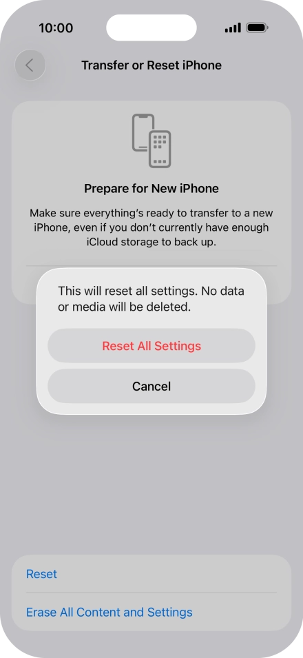 Press Reset All Settings.