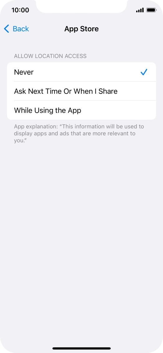 Press the required setting to turn the function on or off.