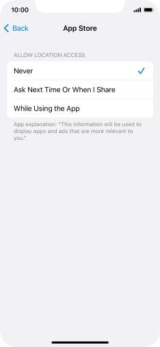 Press the required setting to turn the function on or off.