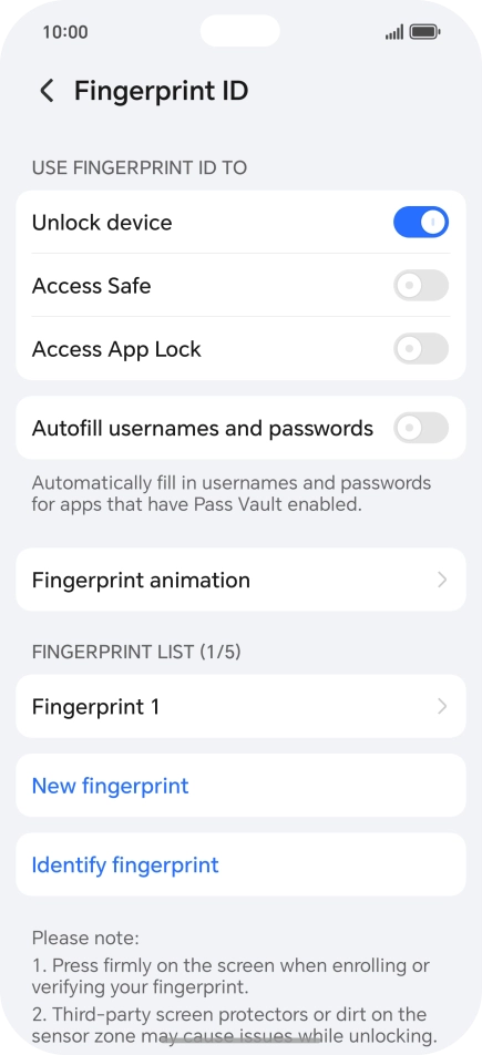 Press the required settings.