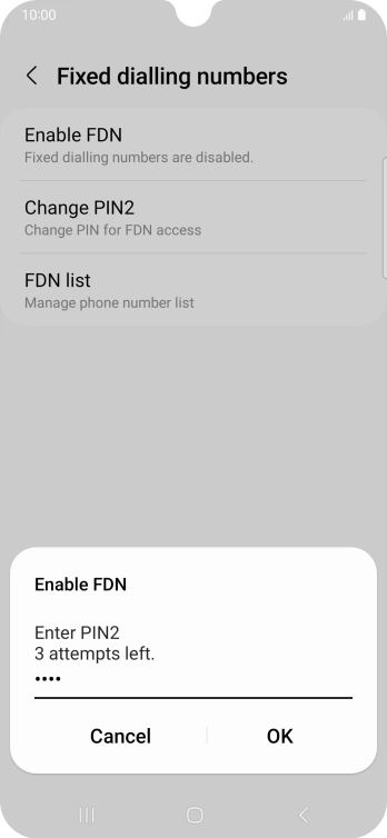 Key in your PIN2 and press OK. The default PIN2 is 0000.
