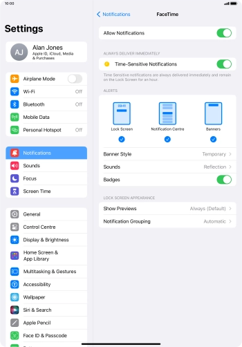 Press the indicator next to 