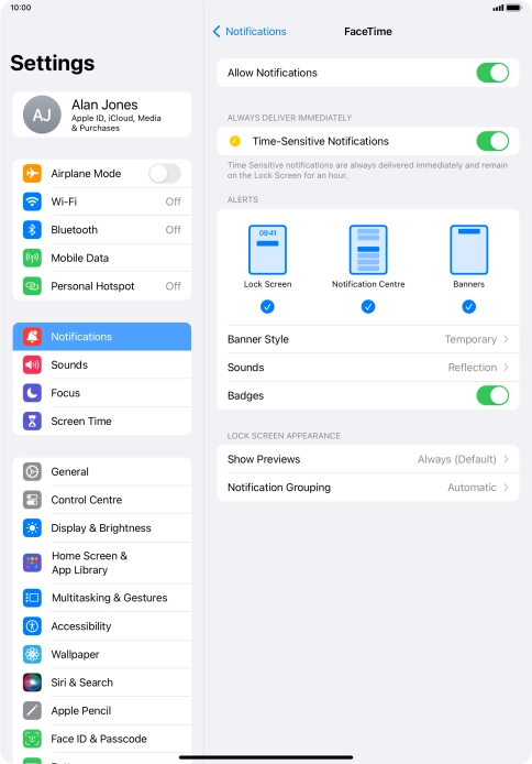 Press the indicator next to 