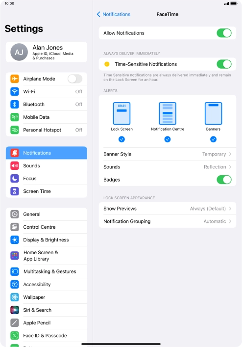 Press the indicator next to 