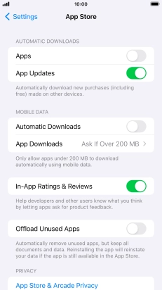 Press the indicators next to the required content types to turn the function on or off.