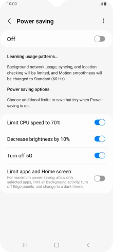 Press the indicators next to the required settings.
