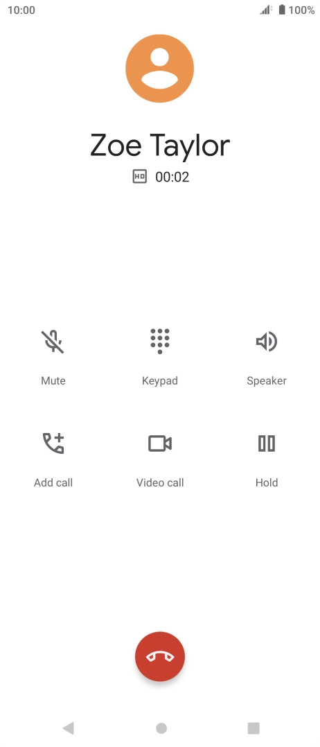 Press the end call icon.