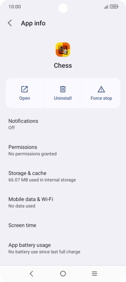 Press Storage & cache.