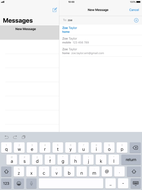 Press the required contact.
