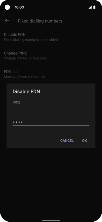 Key in your PIN2 and press OK. The default PIN2 is 0000.