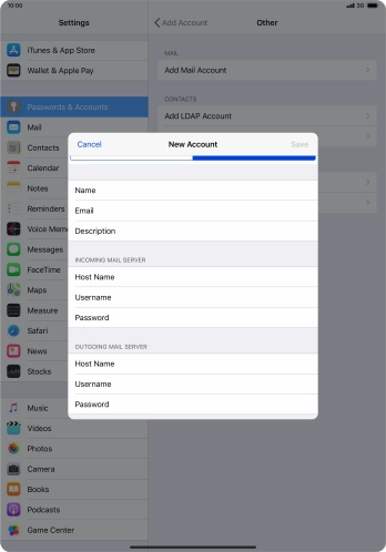 Press Username and key in the username for your email account.