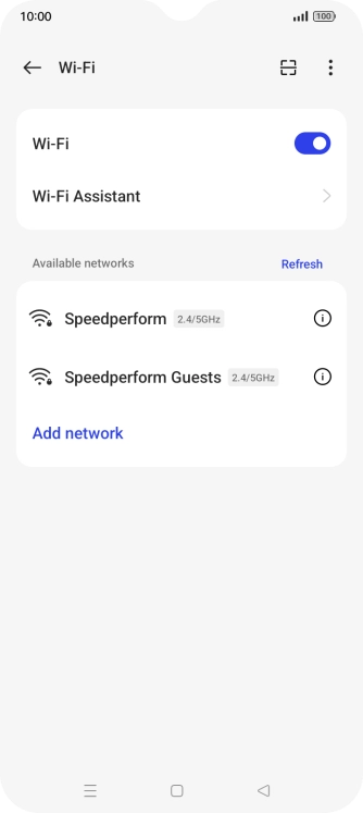 Press the required Wi-Fi network.