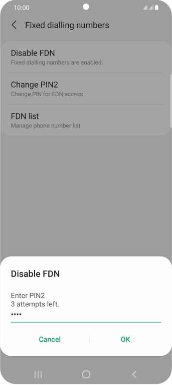 Key in your PIN2 and press OK. The default PIN2 is 0000.