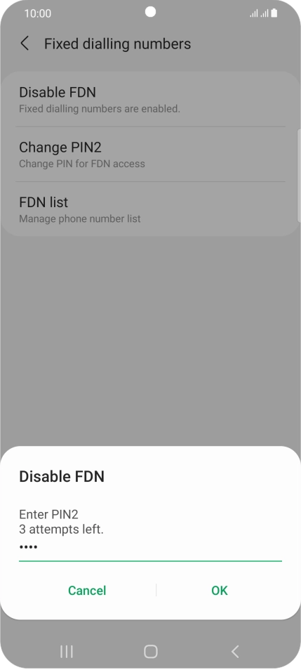 Key in your PIN2 and press OK. The default PIN2 is 0000.