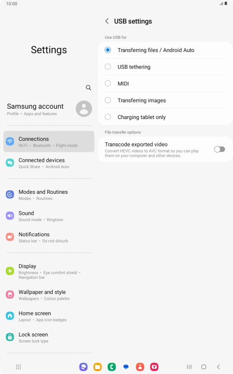 Press Transferring files / Android Auto.