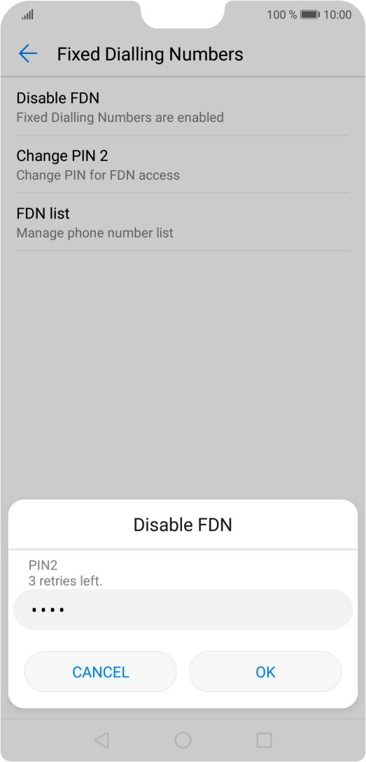 Key in your PIN2 and press OK. The default PIN2 is 0000.
