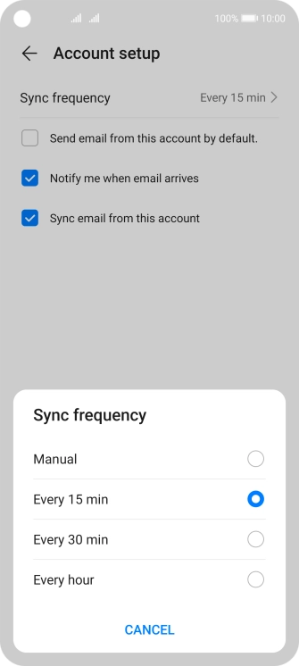 Press the required setting.