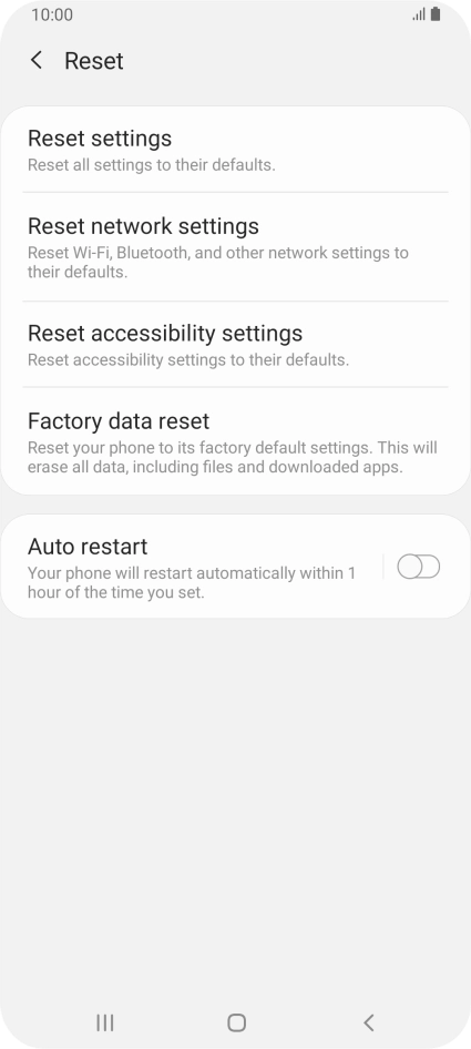 Press Factory data reset.