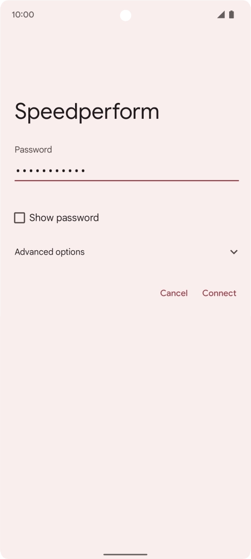 Key in the password for the Wi-Fi network and press Connect.