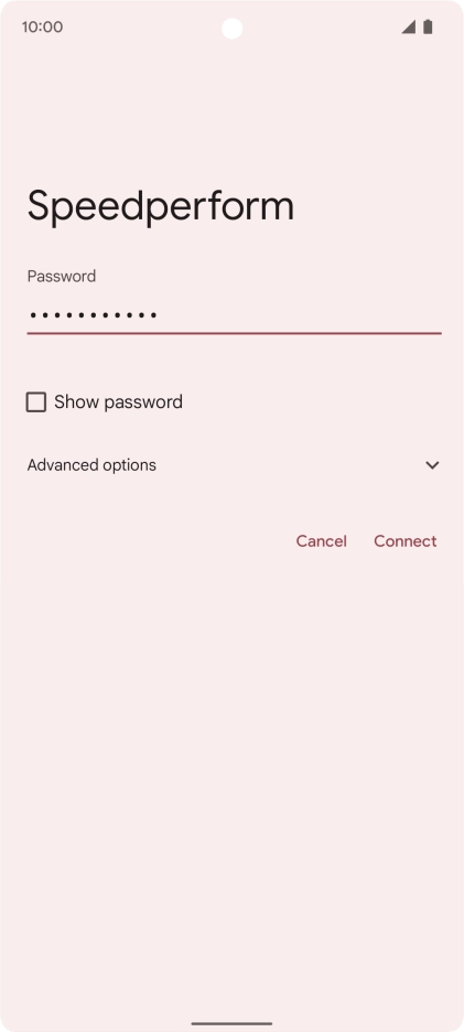 Key in the password for the Wi-Fi network and press Connect.