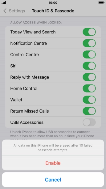 If you turn on the function, press Enable.