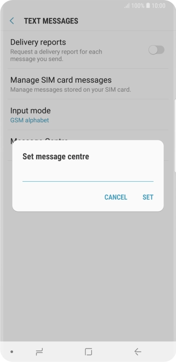 Key in +447958879879 and press SET.