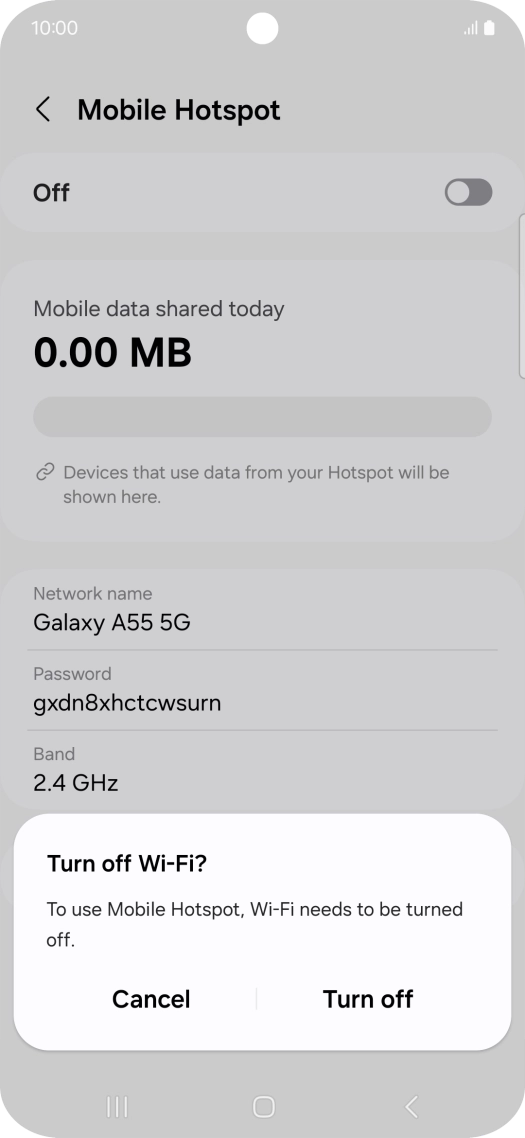 If Wi-Fi is turned on, press Turn off.
