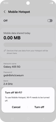 If Wi-Fi is turned on, press Turn off.