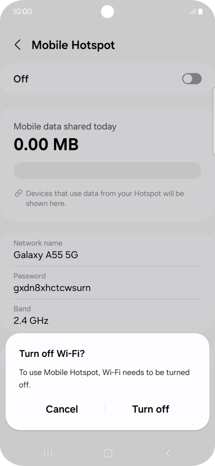 If Wi-Fi is turned on, press Turn off.