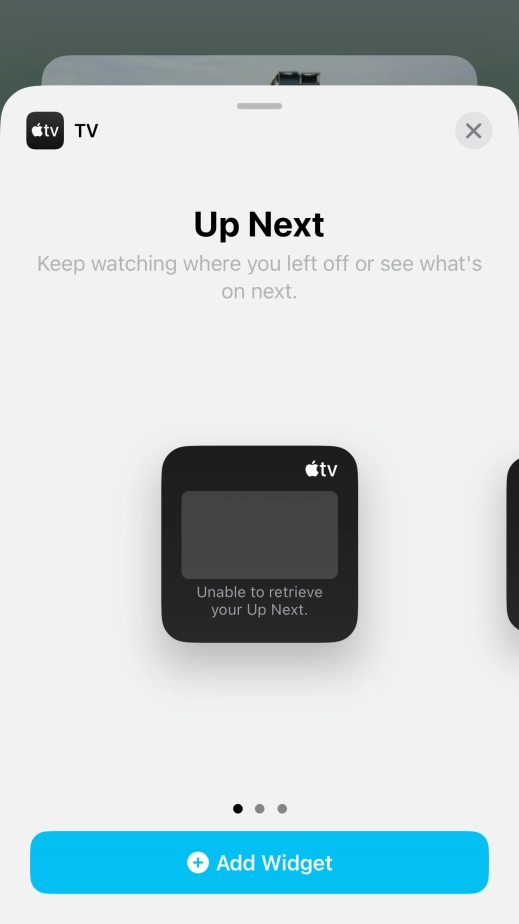 Slide your finger right or left on the screen to select the required widget size.