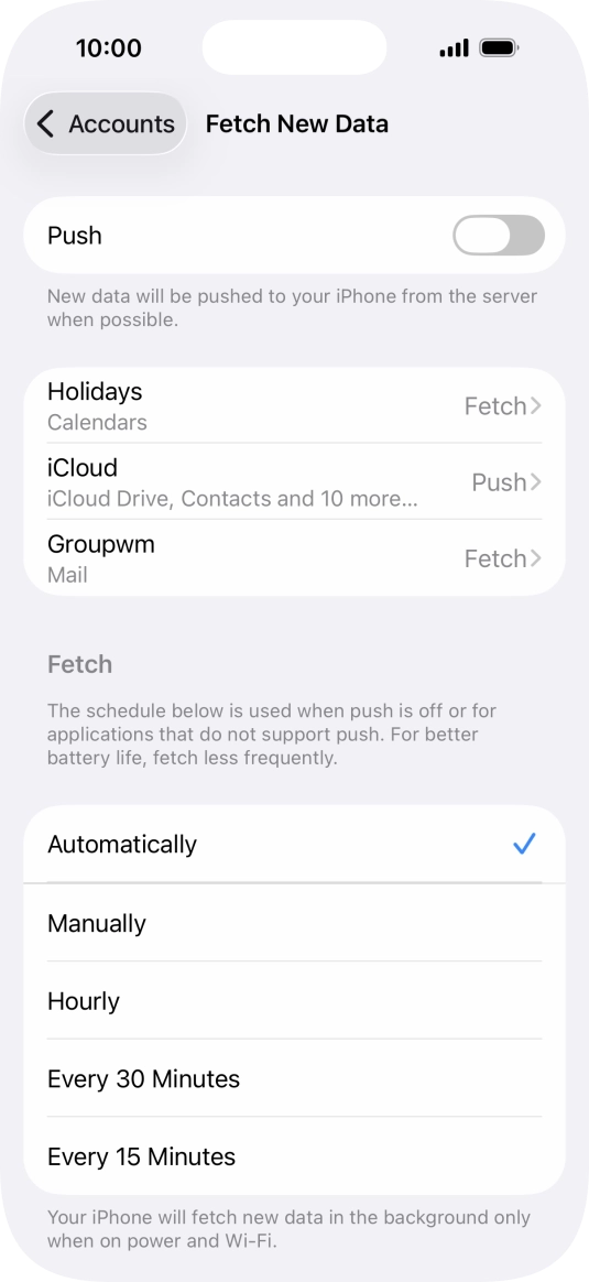 If you turn off the function, press the required setting.