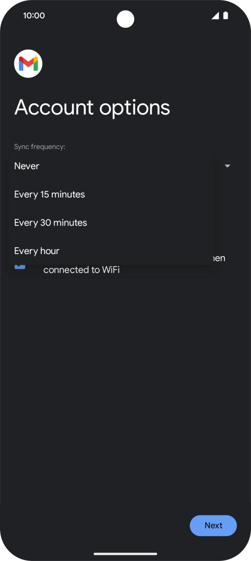 Press the required setting.