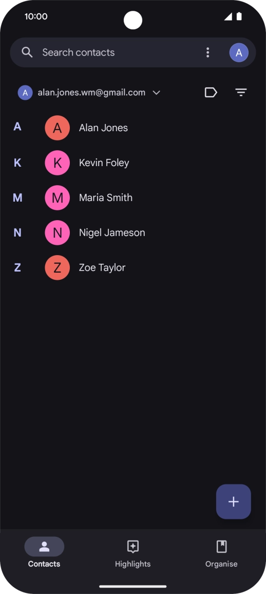 Press the new contact icon.