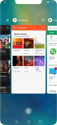 To end one running application, slide upwards on the required application.