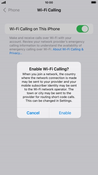 If you turn on the function, press Enable.