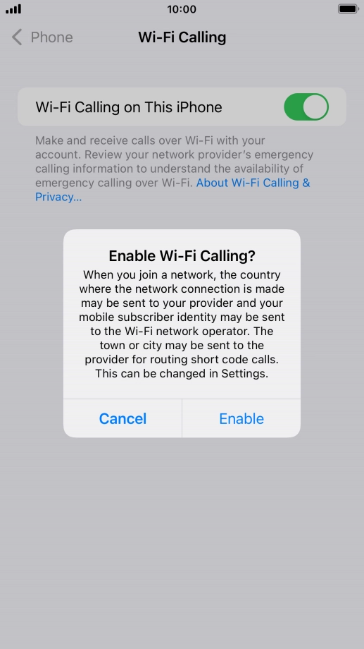 If you turn on the function, press Enable.