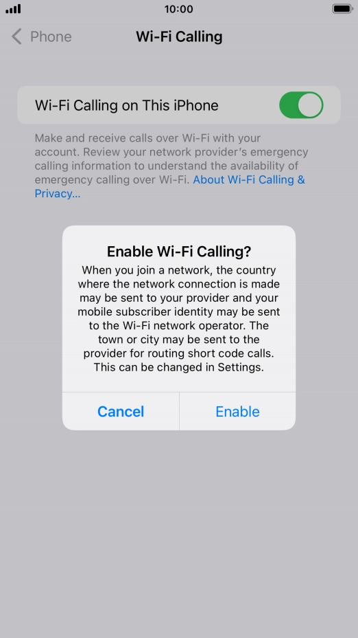 If you turn on the function, press Enable.