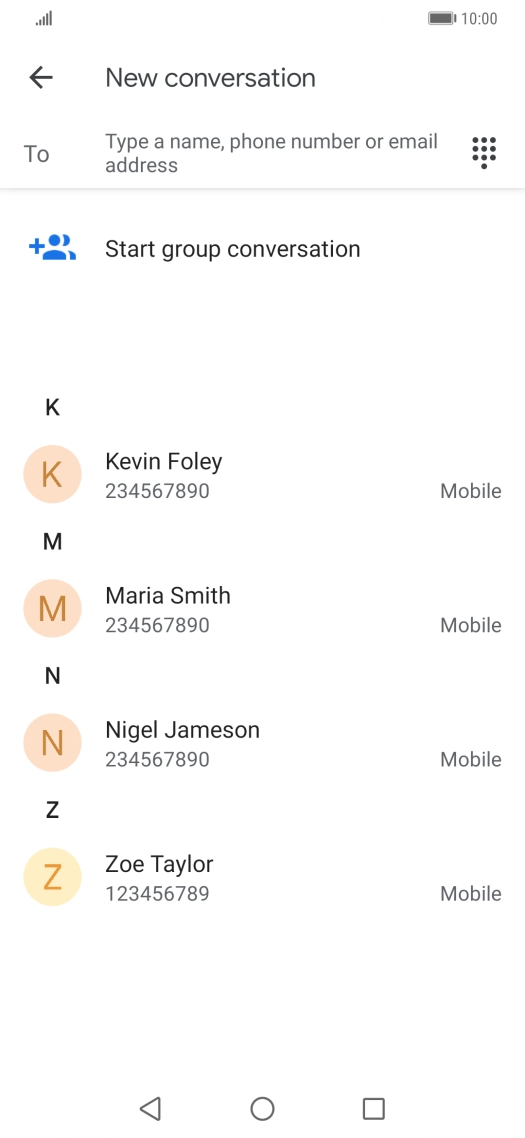 Press To and key in the first letters of the recipient's name.