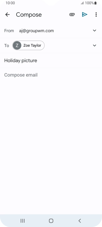 Press the text input field and write the text for your email.