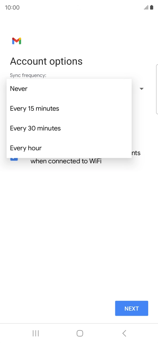 Press the required setting.